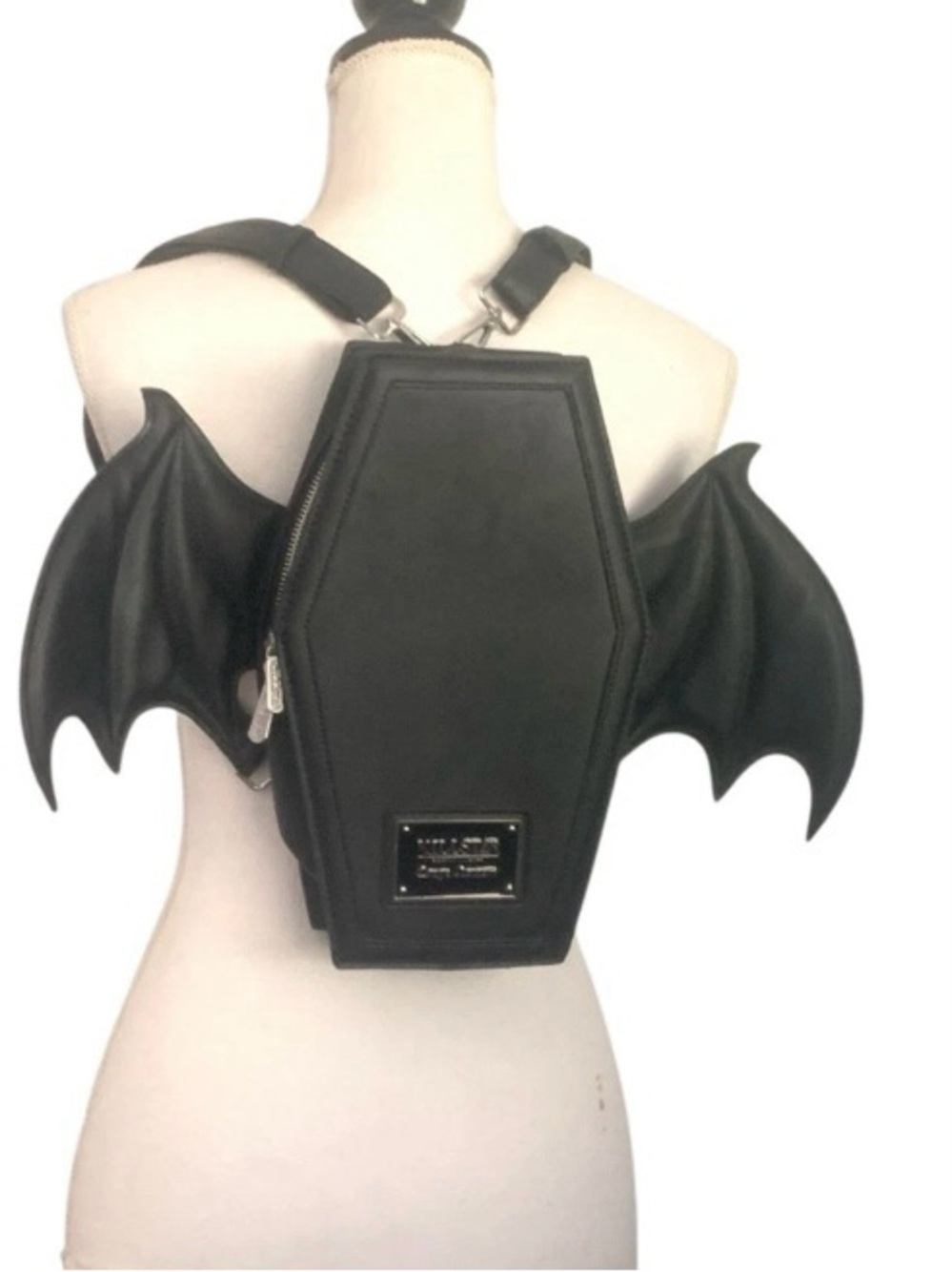KILLSTAR Sickly Sweet Faux Leather Coffin Shape Bat Wing Back Pack Purse